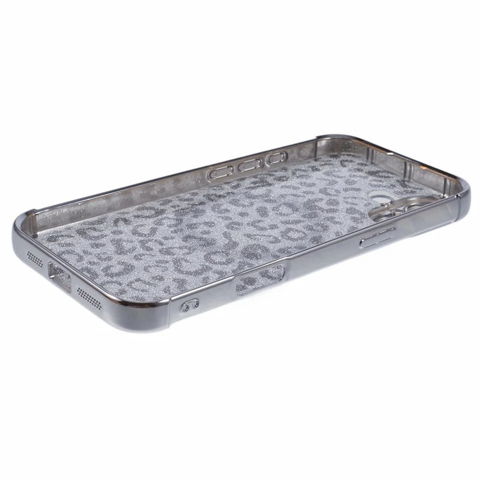 For iPhone 16 Plus Case Compatible with MagSafe Sparkly Leopard Print Clear TPU Phone Cover - Silver - 5