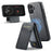 FIERRE SHANN 025 Style For iPhone 16 Case Leather+TPU Detachable Card Slots Phone Cover - Black - 1