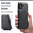FIERRE SHANN 025 Style For iPhone 16 Case Leather+TPU Detachable Card Slots Phone Cover - Black - 6