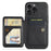 FIERRE SHANN 024 For iPhone 16 Pro Max Case Card Holder Kickstand Waxy Texture Leather+TPU Phone Cover - Black - 6