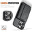 FIERRE SHANN 024 For iPhone 16 Pro Max Case Card Holder Kickstand Waxy Texture Leather+TPU Phone Cover - Black - 7