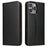 FIERRE SHANN For iPhone 16 Pro Max Case PU Leather Flip Stand Wallet Phone Cover - Black - 1