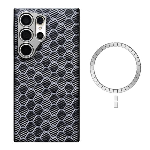 For Samsung Galaxy S24 Ultra Magnetic Case Aramid Fiber Honeycomb Texture Phone Cover - 1