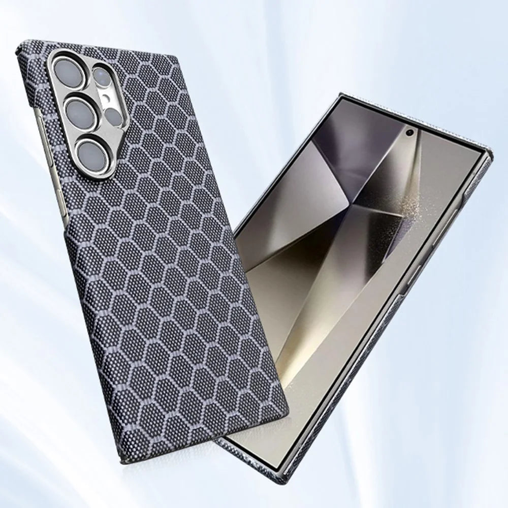 For Samsung Galaxy S24 Ultra Case Ultra Thin Aramid Fiber Honeycomb Texture Phone Cover - 2