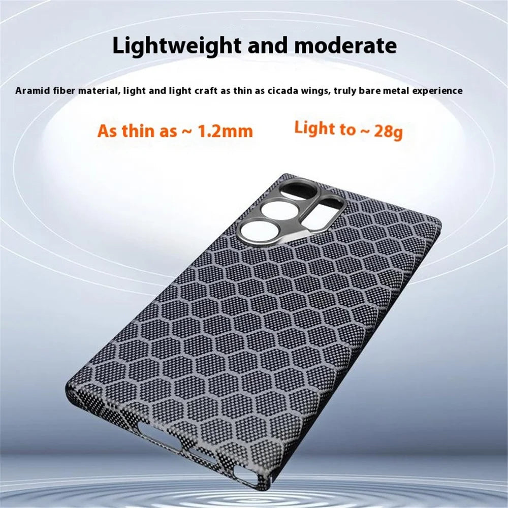 For Samsung Galaxy S24 Ultra Case Ultra Thin Aramid Fiber Honeycomb Texture Phone Cover - 3