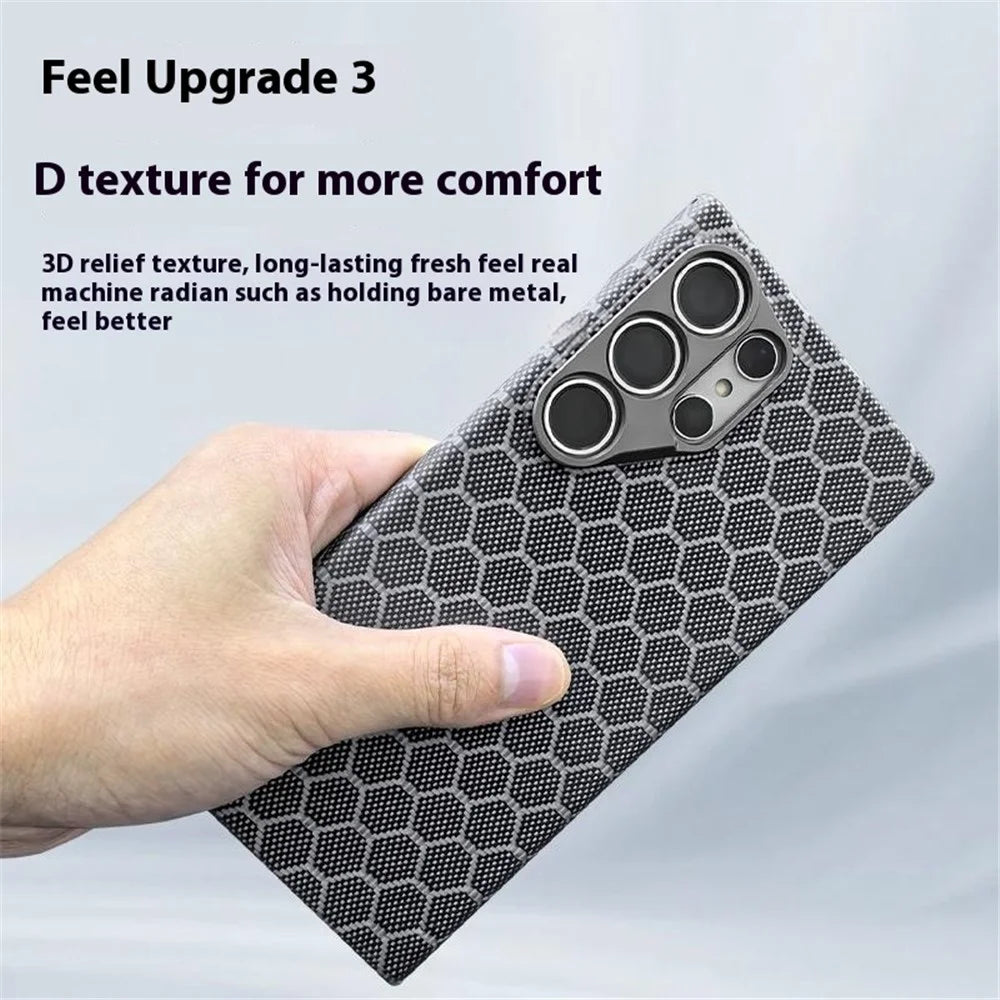 For Samsung Galaxy S24 Ultra Case Ultra Thin Aramid Fiber Honeycomb Texture Phone Cover - 4