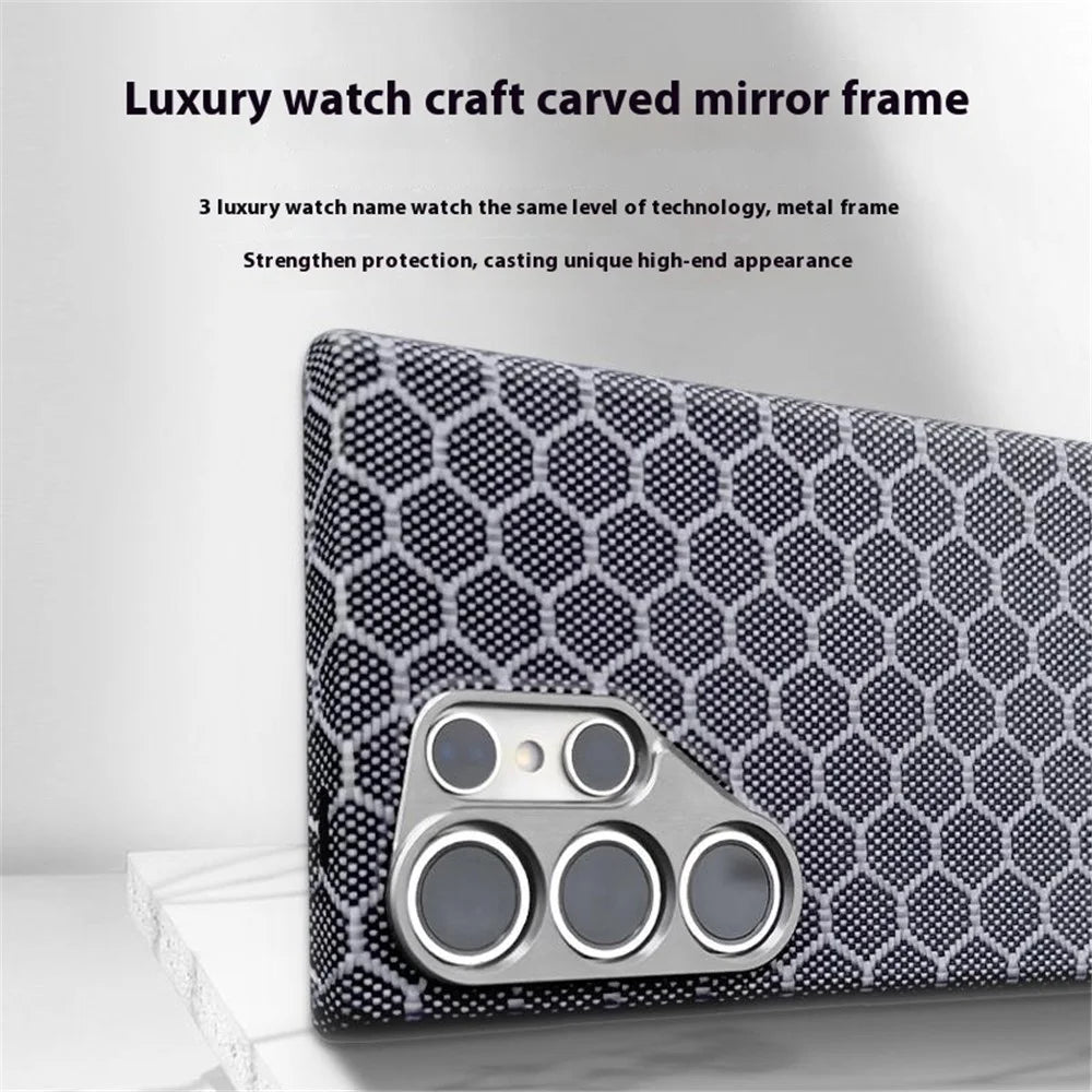 For Samsung Galaxy S24 Ultra Case Ultra Thin Aramid Fiber Honeycomb Texture Phone Cover - 5