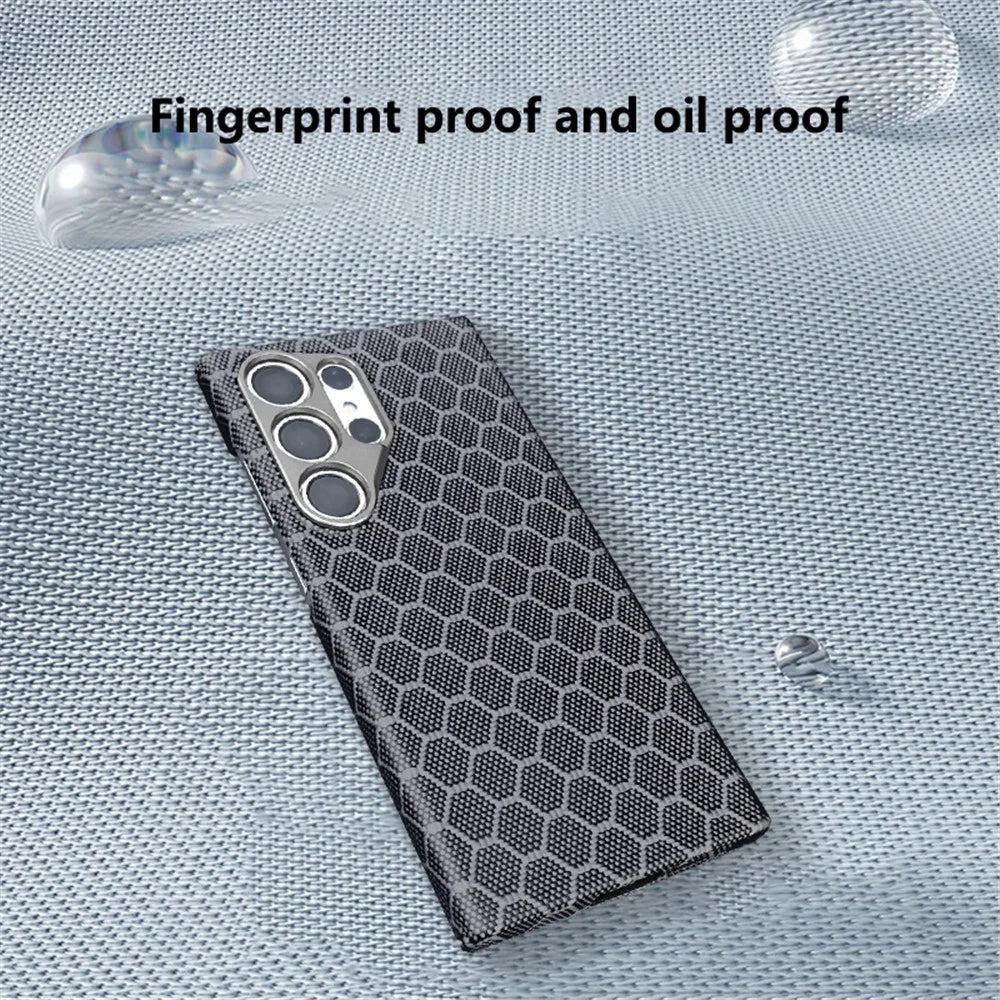 For Samsung Galaxy S24 Ultra Case Ultra Thin Aramid Fiber Honeycomb Texture Phone Cover - 6