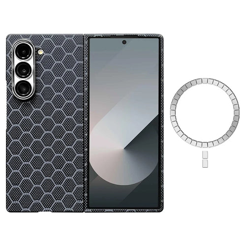 For Samsung Galaxy Z Fold6 5G Magnetic Case Honeycomb Texture Aramid Fiber Phone Cover with Front Frame - 1