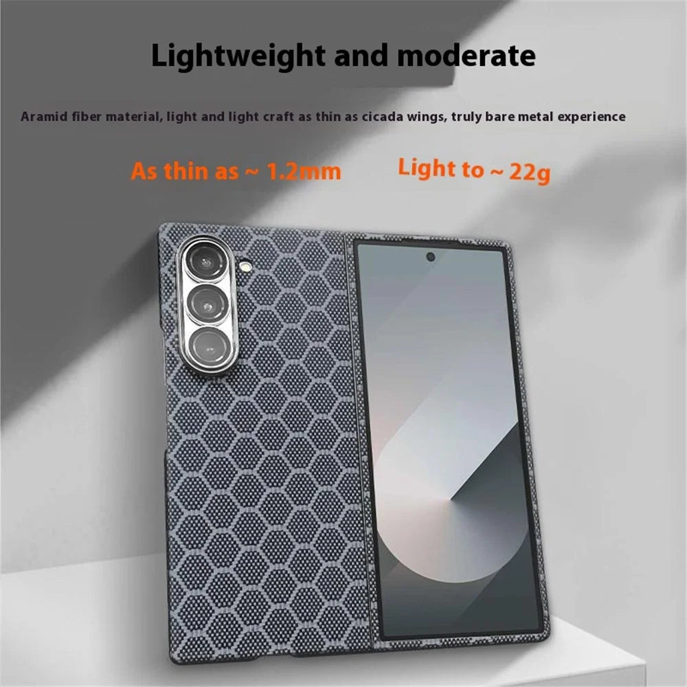For Samsung Galaxy Z Fold6 5G Magnetic Case Honeycomb Texture Aramid Fiber Phone Cover with Front Frame - 5