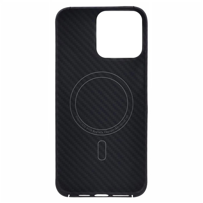 For iPhone 16 Pro Max Magnetic Case 1500D Coarse Texture Aramid Fiber Phone Cover (Big Lens Hole) - Black - 3