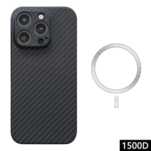 For iPhone 16 Pro Magnetic Case 1500D Coarse Texture Aramid Fiber Phone Cover Precision Cut-Out - Black - 1