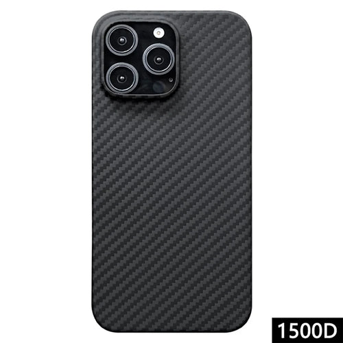 For iPhone 16 Pro Max Case 1500D Coarse Texture Aramid Fiber Thin Phone Cover (Big Lens Hole) - Black - 1