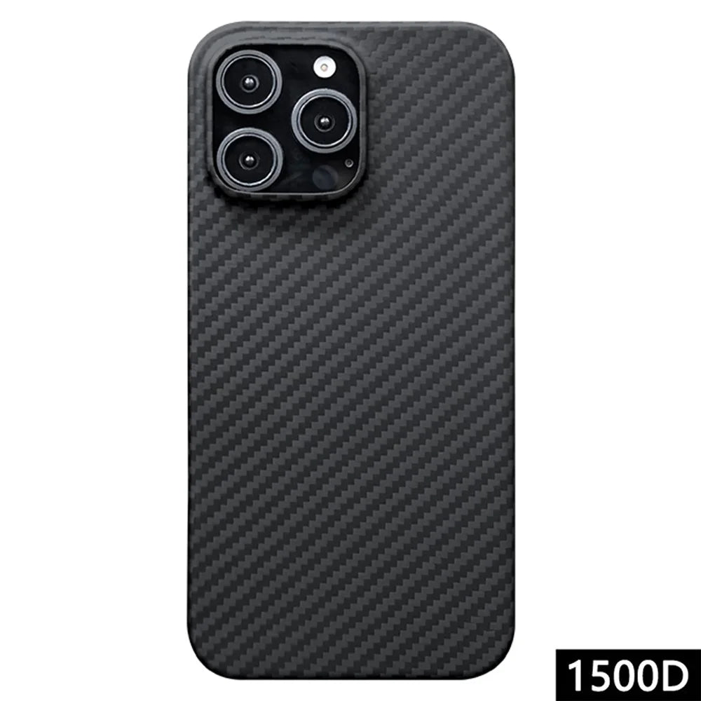 For iPhone 16 Pro Max Case 1500D Coarse Texture Aramid Fiber Thin Phone Cover (Big Lens Hole) - Black - 1