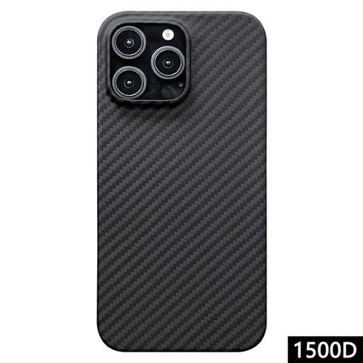 For iPhone 16 Pro Max Case 1500D Coarse Texture Aramid Fiber Thin Phone Cover (Big Lens Hole) - Black - 1