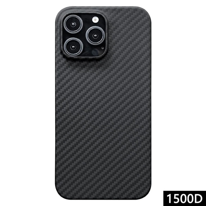 For iPhone 16 Pro Max Case 1500D Coarse Texture Aramid Fiber Thin Phone Cover (Big Lens Hole) - Black - 1