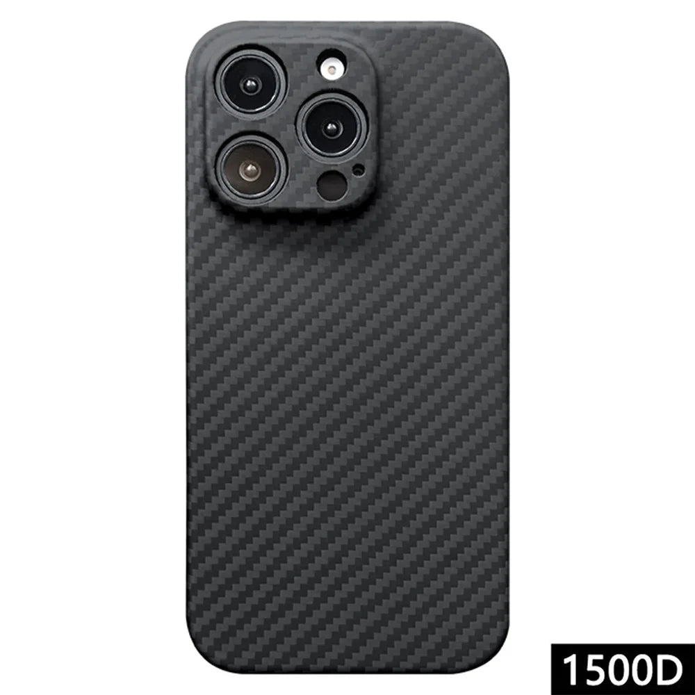 For iPhone 16 Pro Max Case 1500D Coarse Texture Aramid Fiber Phone Cover Precision Cut-Out - Black - 1