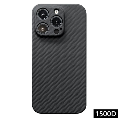 For iPhone 16 Pro Case 1500D Coarse Texture Aramid Fiber Phone Cover Precision Cut-Out - Black - 1