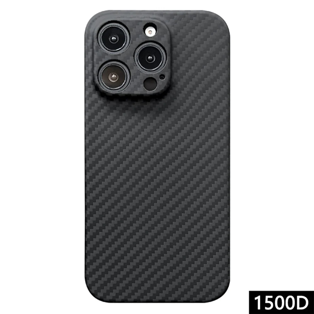 For iPhone 16 Pro Case 1500D Coarse Texture Aramid Fiber Phone Cover Precision Cut-Out - Black - 1