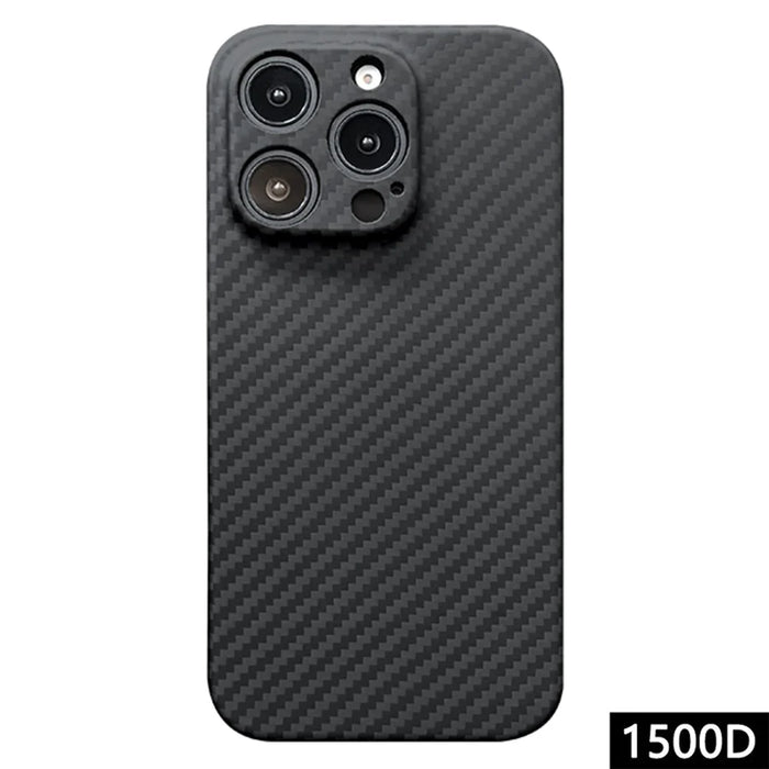 For iPhone 16 Pro Case 1500D Coarse Texture Aramid Fiber Phone Cover Precision Cut-Out - Black - 1