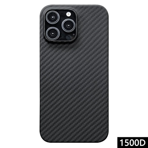 For iPhone 16 Pro Case 1500D Coarse Texture Aramid Fiber Thin Phone Cover (Big Lens Hole) - Black - 1