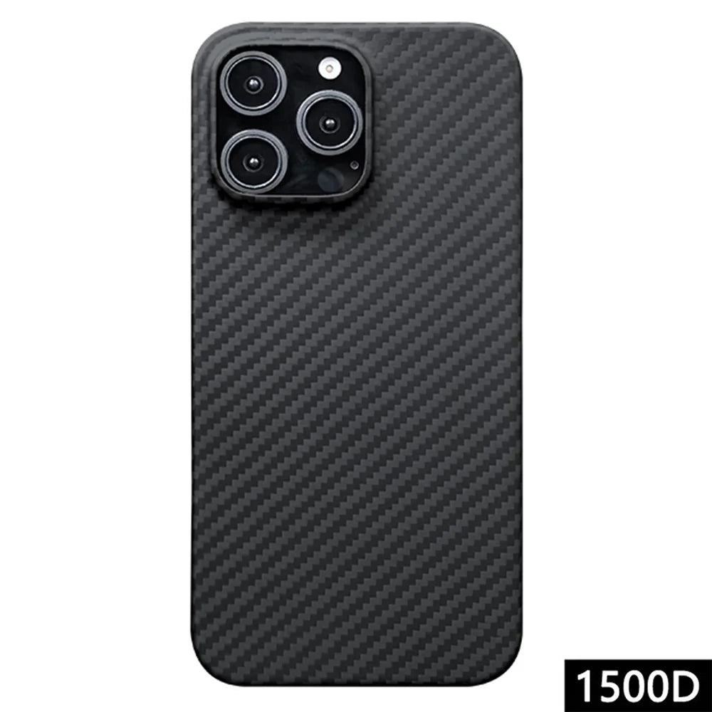 For iPhone 16 Pro Case 1500D Coarse Texture Aramid Fiber Thin Phone Cover (Big Lens Hole) - Black - 1