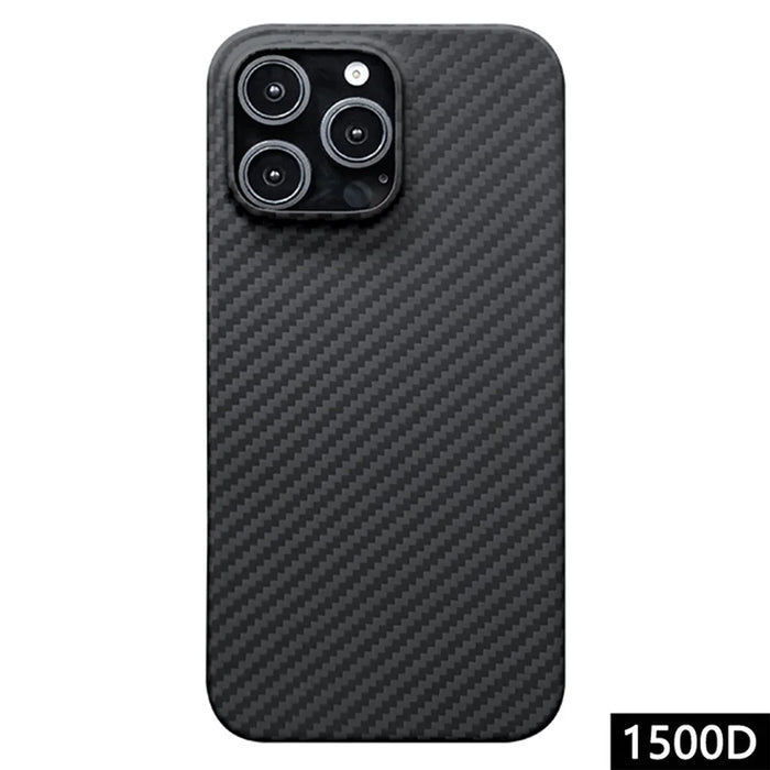 For iPhone 16 Pro Case 1500D Coarse Texture Aramid Fiber Thin Phone Cover (Big Lens Hole) - Black - 1