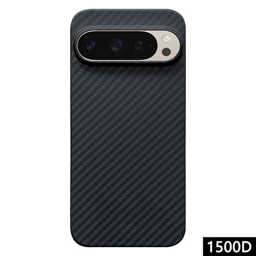 For Google Pixel 9 Pro XL Case 1500D Coarse Texture Aramid Fiber Thin Phone Cover (Big Lens Hole) - Black - 1