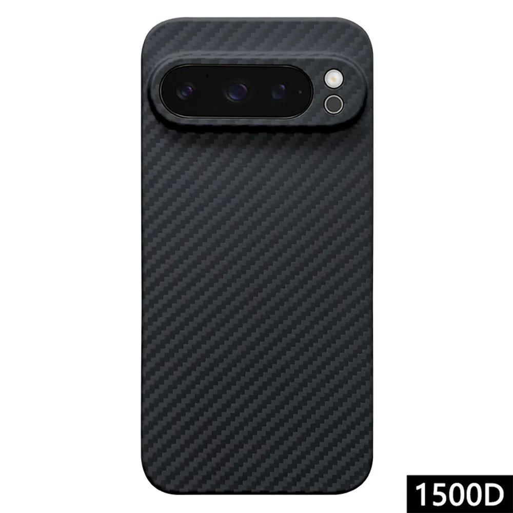 For Google Pixel 9 Pro XL Case 1500D Coarse Texture Aramid Fiber Phone Cover Precision Cut-Out - Black - 1