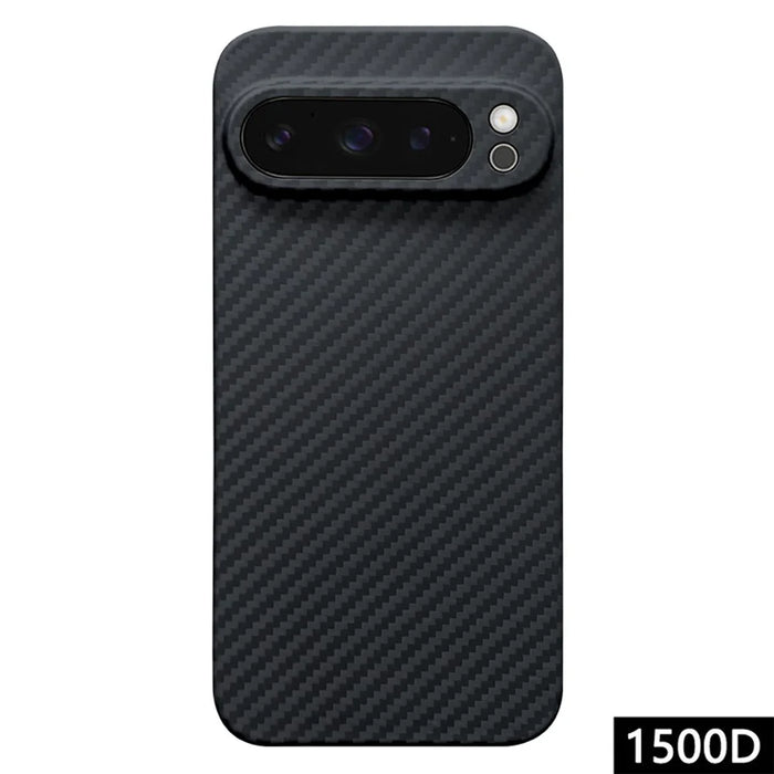 For Google Pixel 9 Pro XL Case 1500D Coarse Texture Aramid Fiber Phone Cover Precision Cut-Out - Black - 1