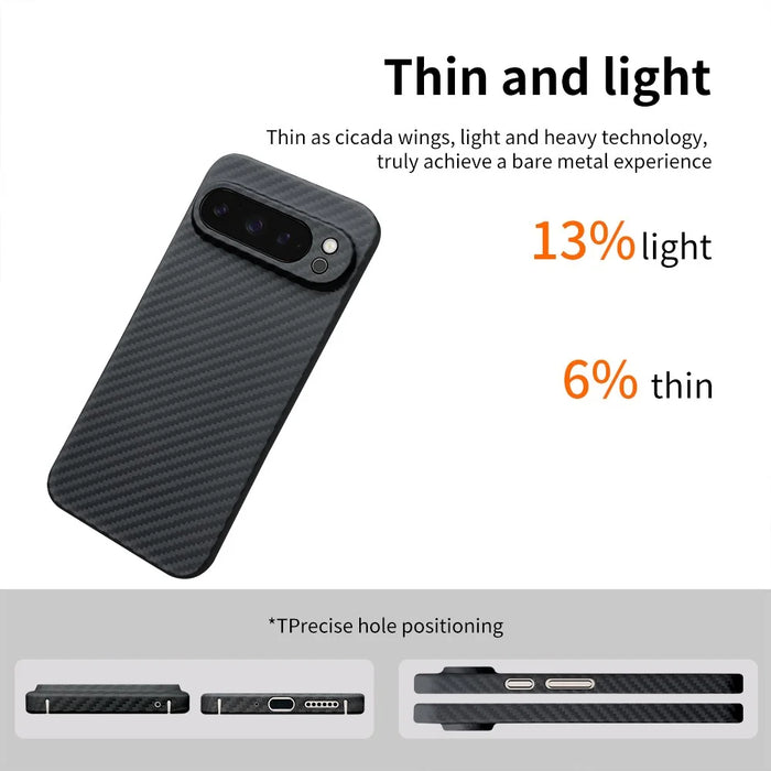 For Google Pixel 9 Pro XL Case 1500D Coarse Texture Aramid Fiber Phone Cover Precision Cut-Out - Black - 3