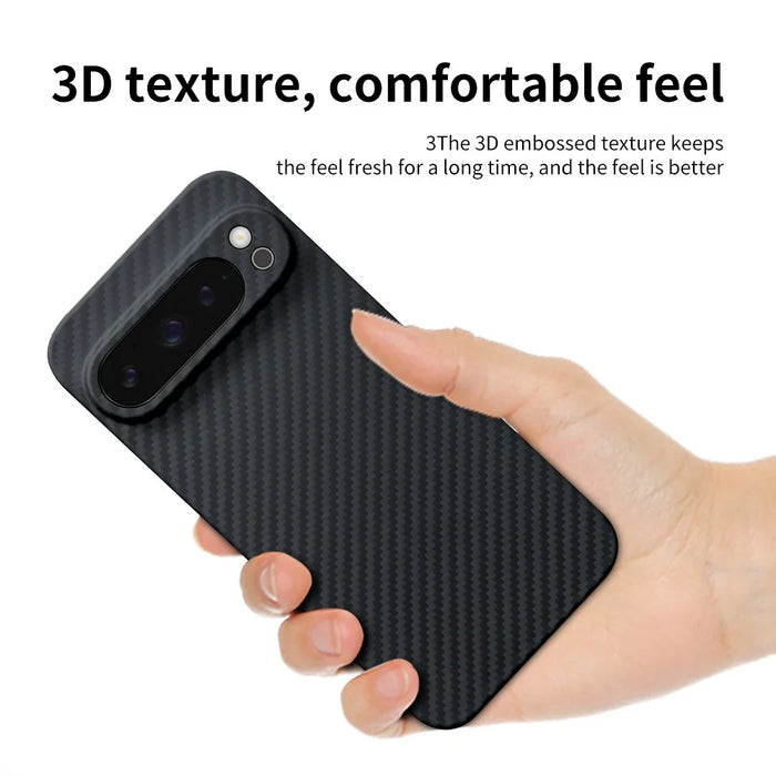 For Google Pixel 9 Pro XL Case 1500D Coarse Texture Aramid Fiber Phone Cover Precision Cut-Out - Black - 4