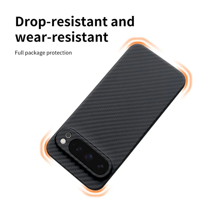For Google Pixel 9 Pro XL Case 1500D Coarse Texture Aramid Fiber Phone Cover Precision Cut-Out - Black - 6