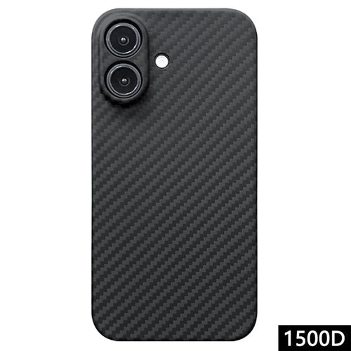 For iPhone 16 Plus Case 1500D Coarse Texture Aramid Fiber Phone Cover Precision Cut-Out - Black - 1