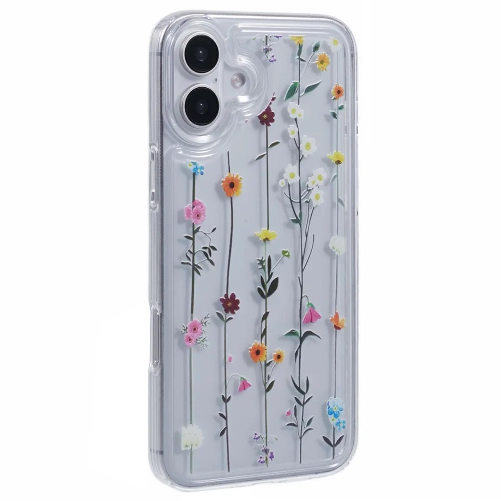 For iPhone 16 Case TPU Flower Printing Pattern Air Cushion Design Protective Cover - KS2 - 1