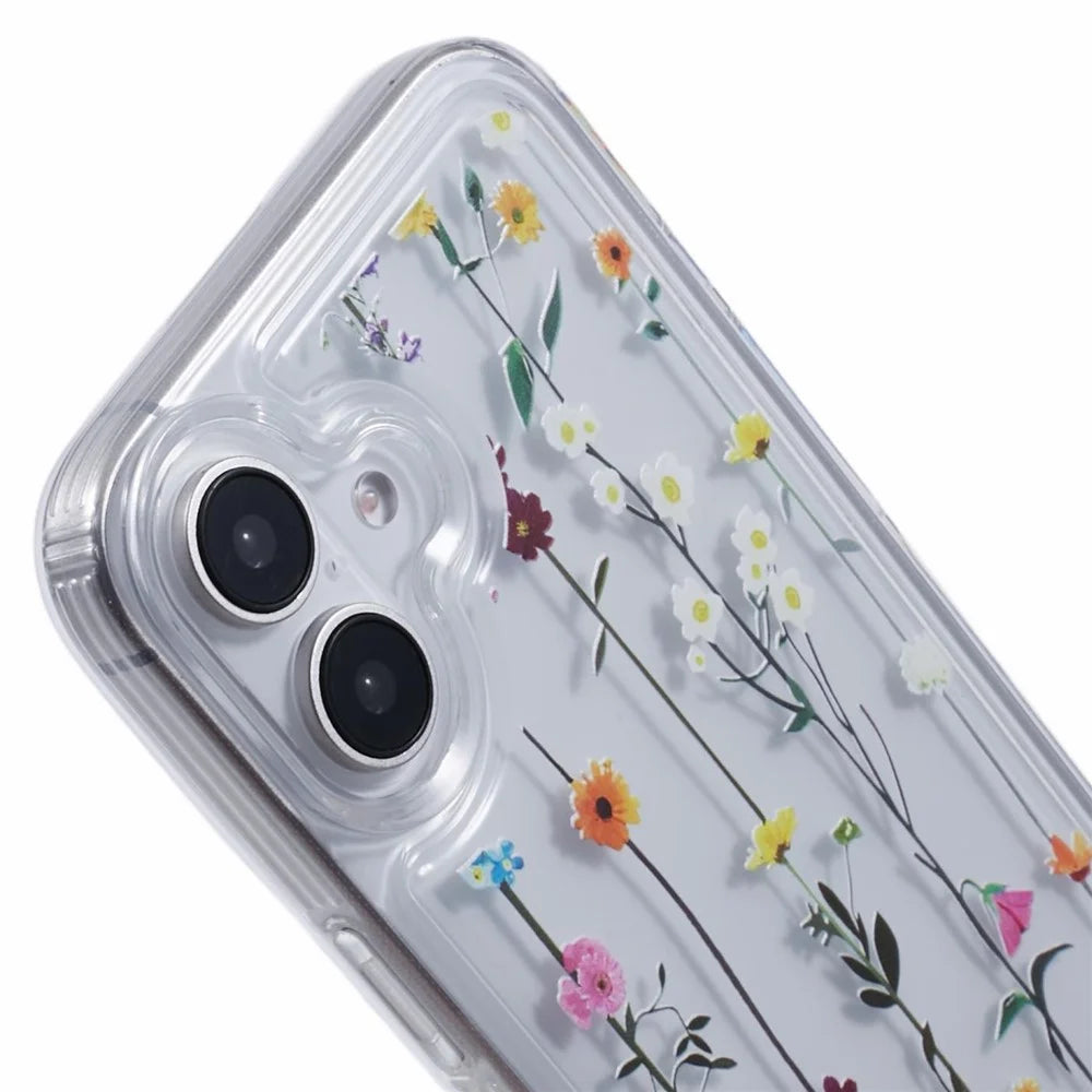 For iPhone 16 Case TPU Flower Printing Pattern Air Cushion Design Protective Cover - KS2 - 5