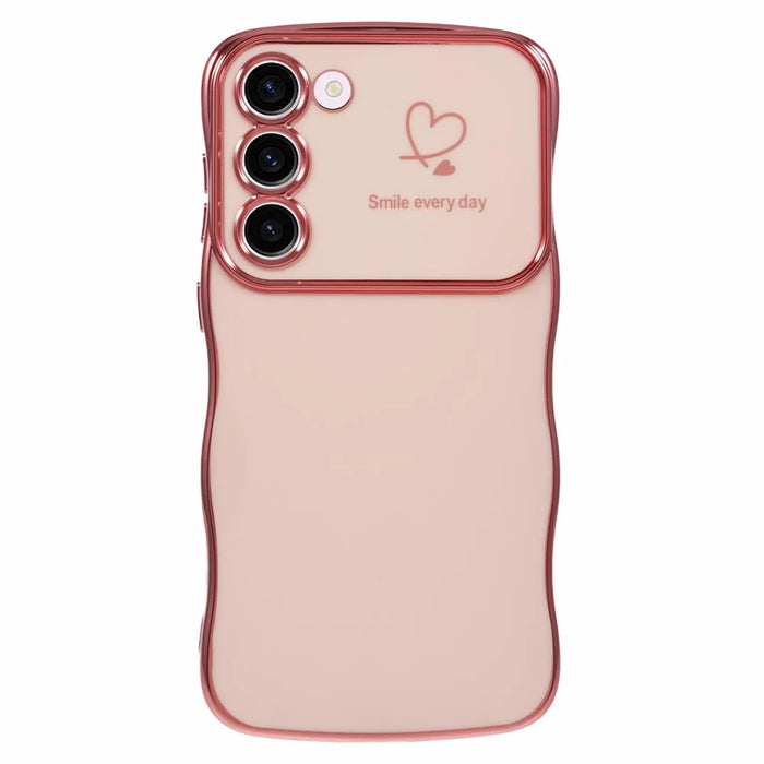 For Samsung Galaxy S23 Case Love Hearts TPU Phone Cover Curly Wave Frame Large Window - Rose Pink - 1
