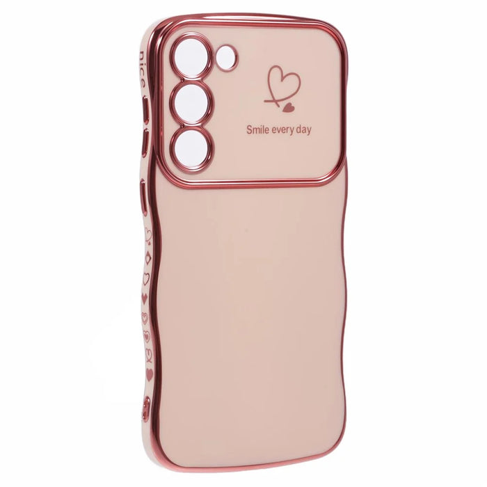 For Samsung Galaxy S23 Case Love Hearts TPU Phone Cover Curly Wave Frame Large Window - Rose Pink - 3