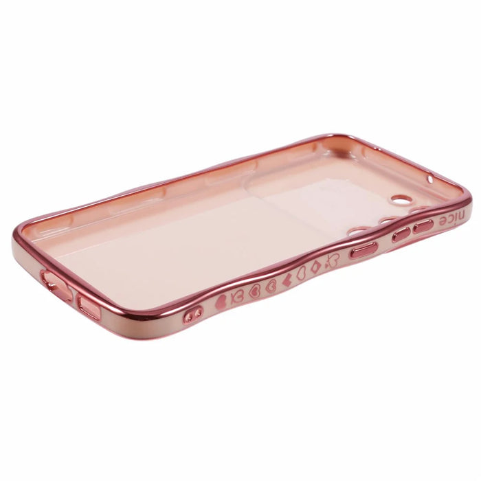 For Samsung Galaxy S23 Case Love Hearts TPU Phone Cover Curly Wave Frame Large Window - Rose Pink - 4