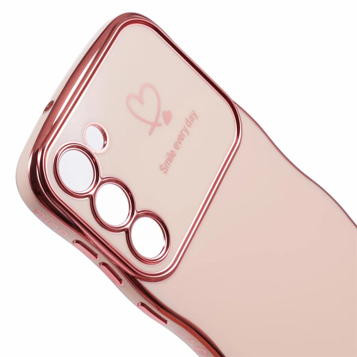 For Samsung Galaxy S23 Case Love Hearts TPU Phone Cover Curly Wave Frame Large Window - Rose Pink - 6