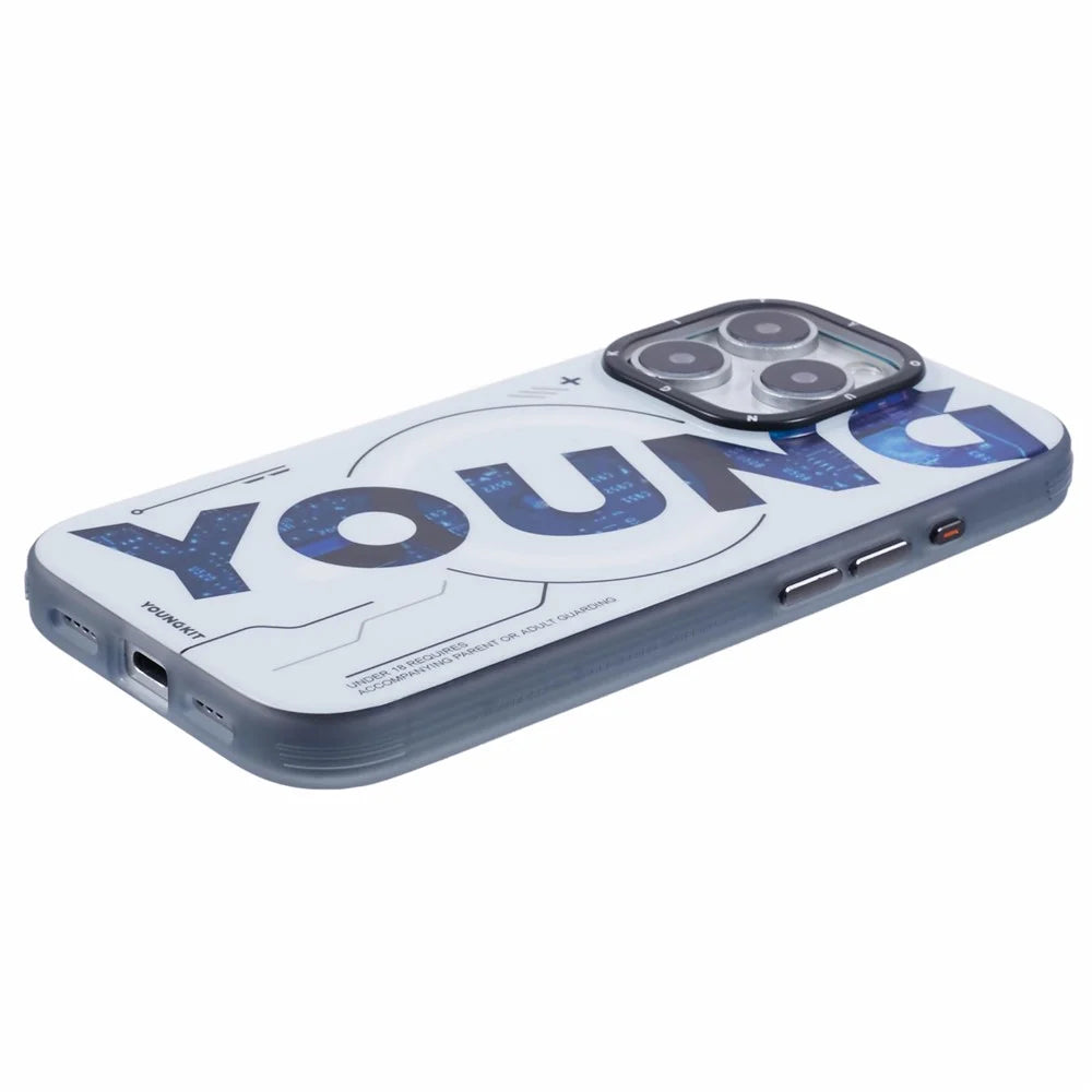 YOUNGKIT Future Series for iPhone 16 Pro Max Case Compatible with MagSafe IMD TPU Anti-Scratch Cover - Silver - 6