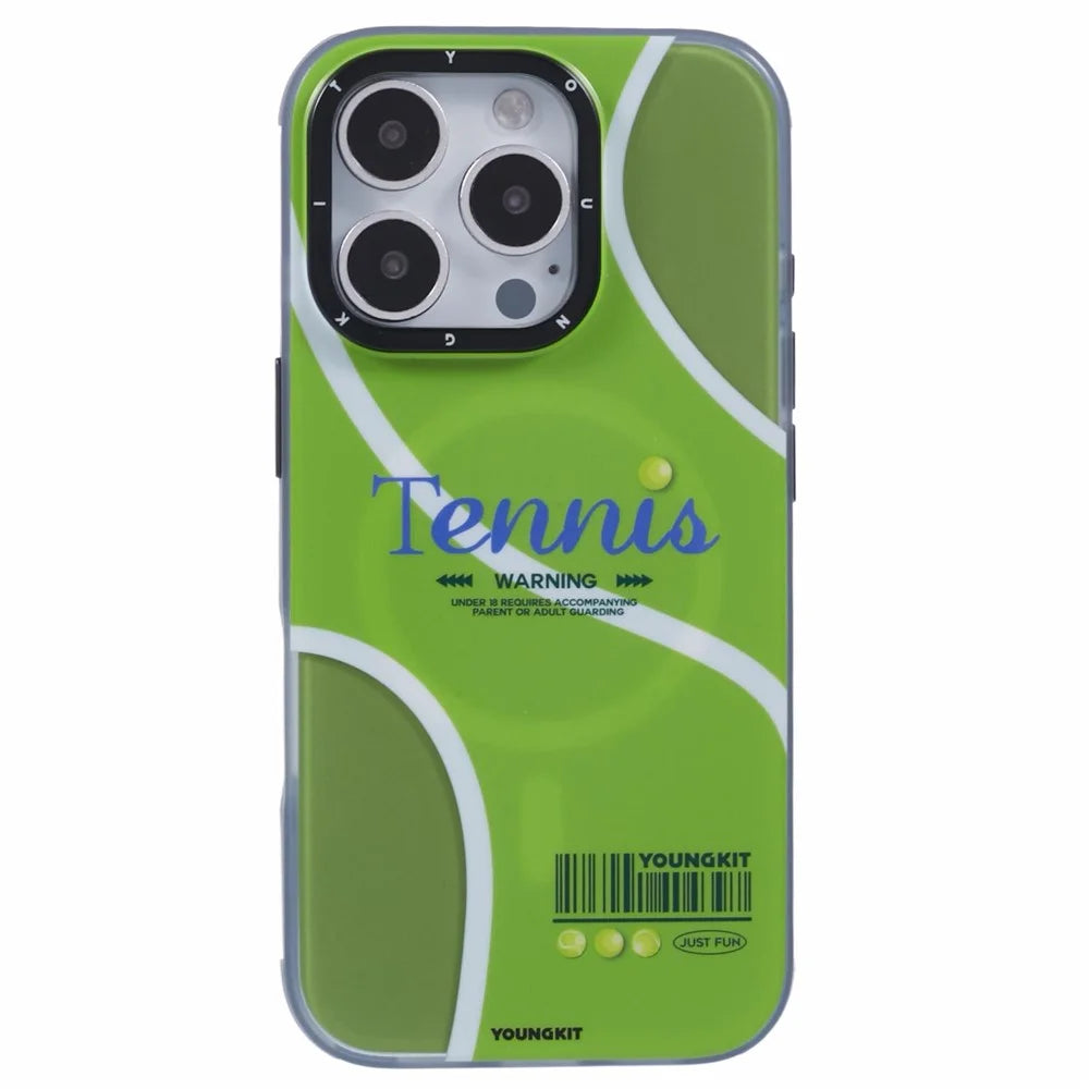YOUNGKIT Sports Series for iPhone 16 Pro Max Case Compatible with MagSafe IMD TPU Shockproof Cover - Tennis - 3