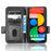 For Google Pixel 5 Imprinted Triangle Pattern Flip Phone Case Stand Wallet Drop Protection PU Leather Cover with Strap - Black - 2