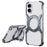 For iPhone 16 Case Kickstand Frameless Aluminum Alloy Bumper Phone Cover - Grey - 1