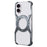 For iPhone 16 Case Kickstand Frameless Aluminum Alloy Bumper Phone Cover - Grey - 2