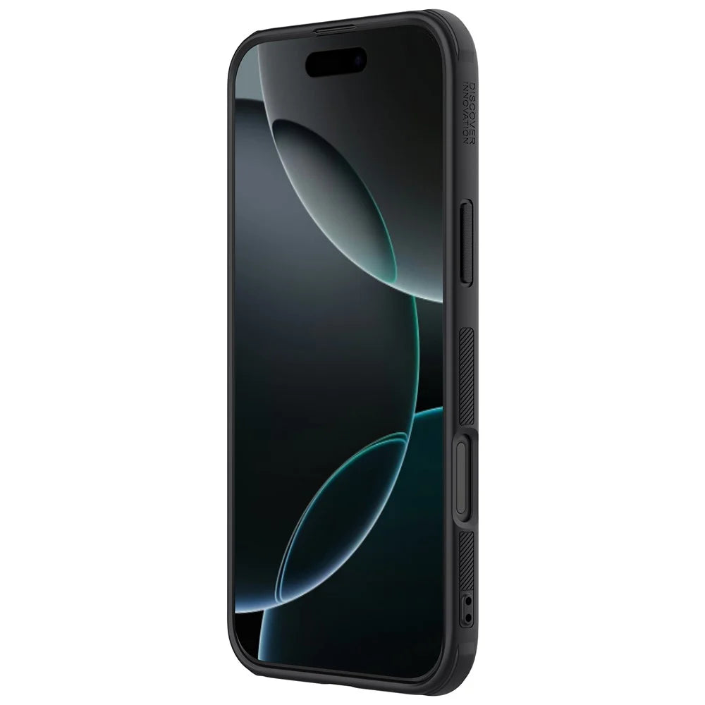 NILLKIN Super Frosted Shield Pro for iPhone 16 Pro Phone Case PC+TPU Matte Phone Cover (Logo Hole Design) - Black - 5