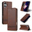AZNS For iPhone 16 Plus Case Cowhide Texture PU Leather Wallet Phone Cover - Coffee - 7