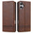 AZNS For iPhone 16 Case Cowhide Texture PU Leather Wallet Phone Cover - Coffee - 1