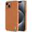 AZNS For iPhone 13 Case Electroplating Carbon Fiber Texture PU+TPU Phone Cover - Brown - 1