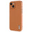AZNS For iPhone 14 Case Electroplating Carbon Fiber Texture PU+TPU Phone Cover - Brown - 1
